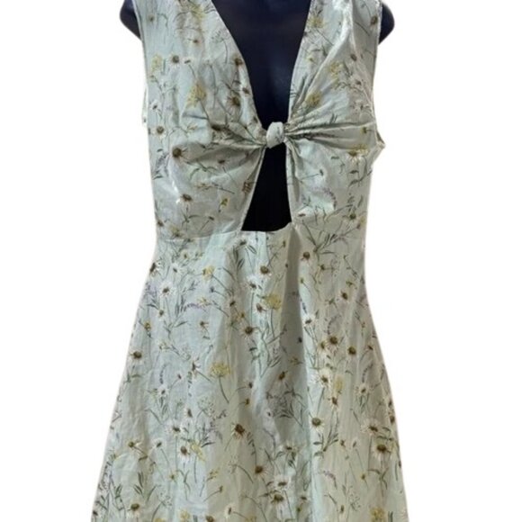 H&M brown floral knot and cutout mini dress size US M - Picture 1 of 11